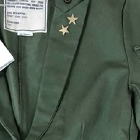 Zadig & Voltaire Virginia Grunge Foil Skull Cotton Blazer in Kaki - Picture 5 of 8